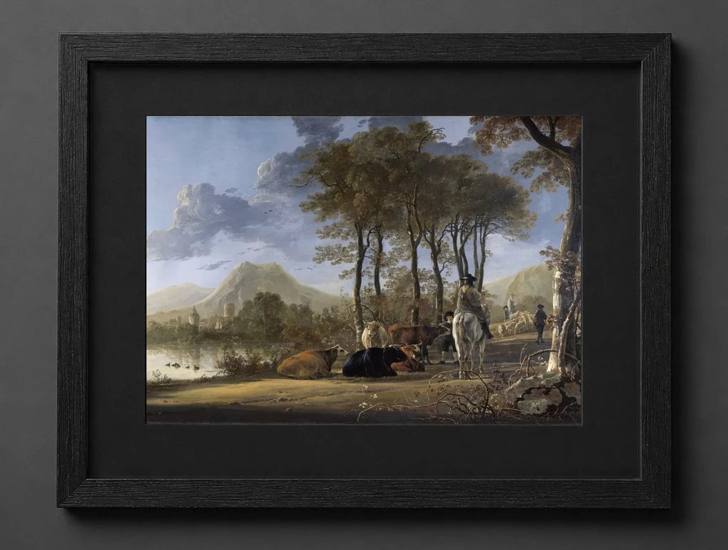 Aelbert Cuyp - River Landscape with Horseman and Peasants - (mockup) - CZCZ