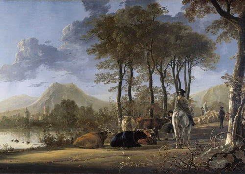 Aelbert Cuyp - River Landscape with Horseman and Peasants
