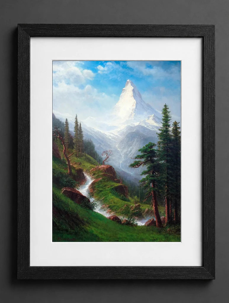 Albert Bierstadt - Matterhorn (lub Widok na Matterhorn-Potok górski na tle Matterhornu) - (mockup) - CZB