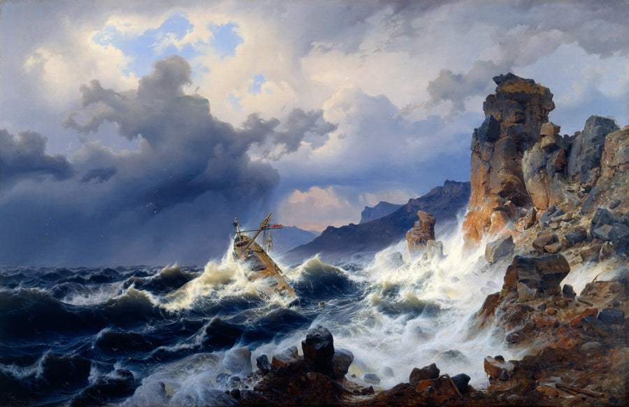 Andreas Achenbach - Sztorm u wybrzeży Norwegii