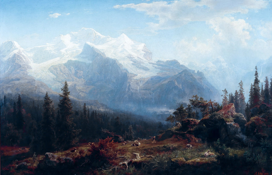 August Wilhelm Leu - Scena w Alpach Berneńskich