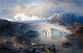 August Wilhelm Leu - Fjord Landscape with a Glacier and Reindeer (Full)