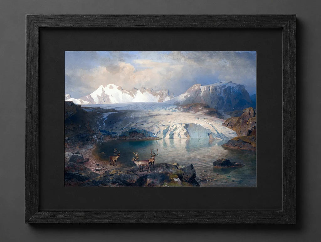August Wilhelm Leu - Fjord Landscape with a Glacier and Reindeer - (mockup) - CZCZ