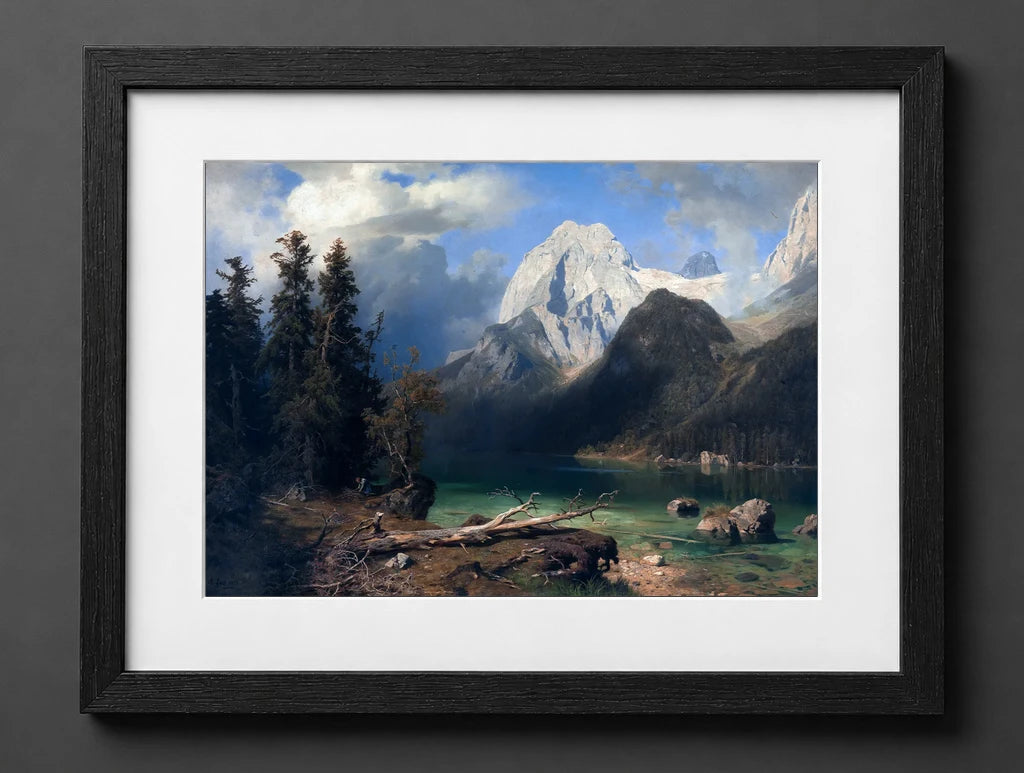 August Wilhelm Leu - Mountain Lake with a Mountain Range in the Background - (mockup) - CZB