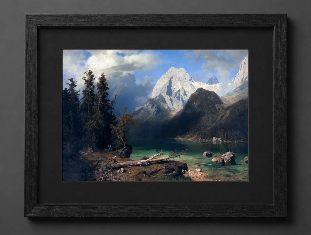 August Wilhelm Leu - Mountain Lake with a Mountain Range in the Background - (mockup) - CZCZ