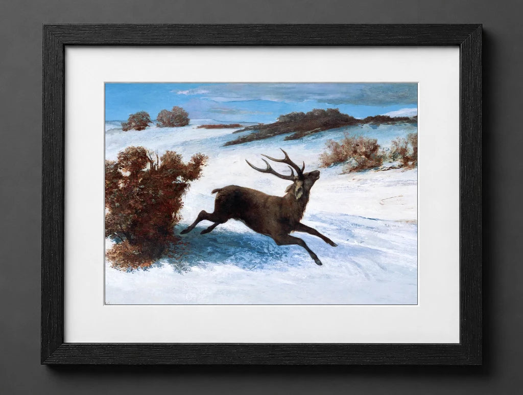 Gustave Courbet - Deer Running in the Snow - (mockup) - CZB
