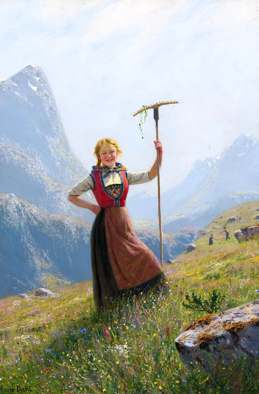 Hans Dahl - Wieśniaczka z grabiami