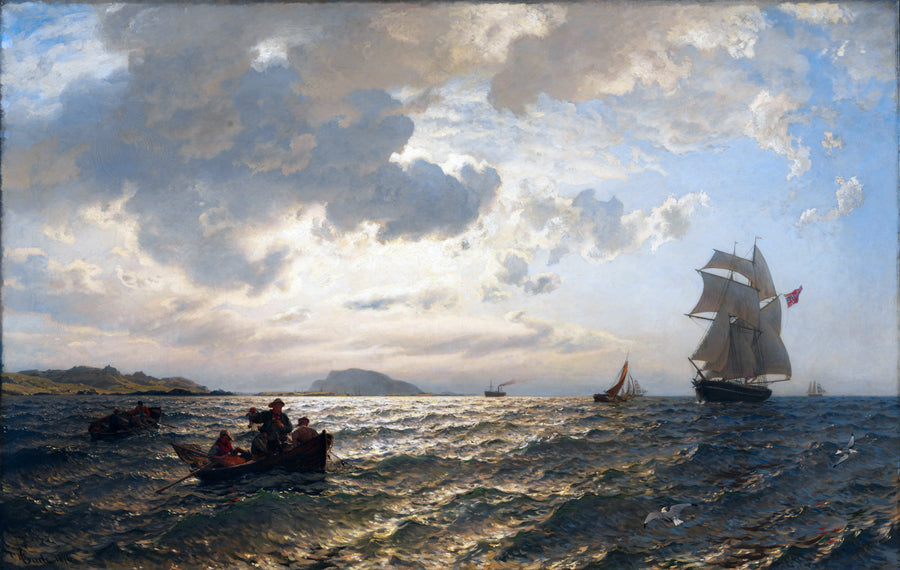 Hans Gude - Świeża bryza na norweskim wybrzeżu