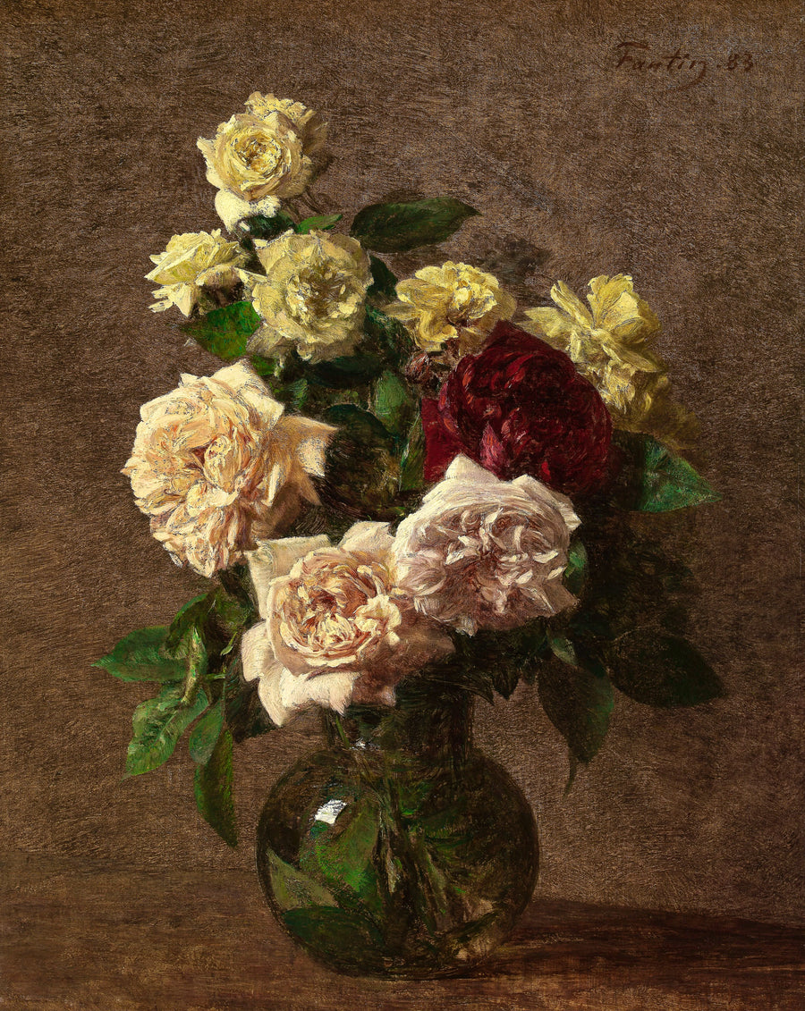 Henri Fantin-Latour - Róże w szklanym wazonie