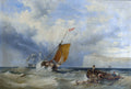 Henry King Taylor - Pilot Cutter No. 3 Heading Back Inshore, with a Large Merchantman Hove-To Out in the Bay (Full)