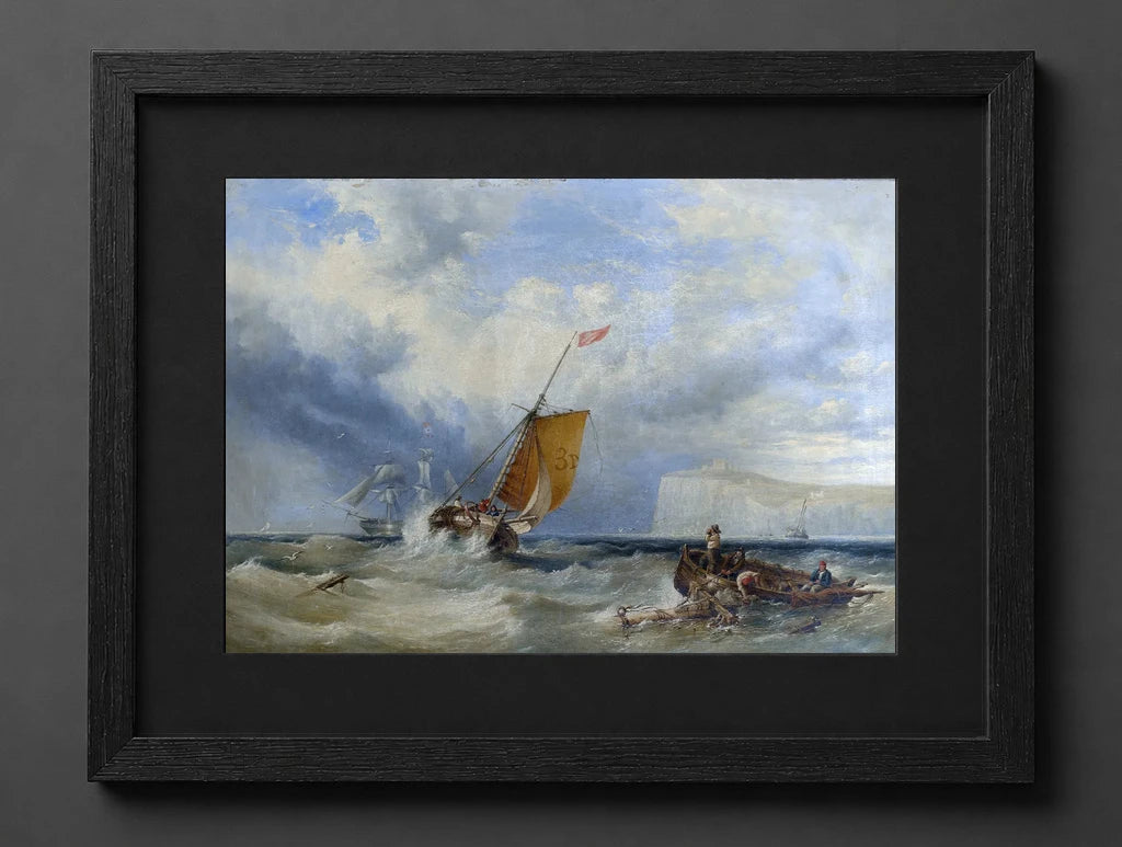 Henry King Taylor - Pilot Cutter No. 3 Heading Back Inshore, with a Large Merchantman Hove-To Out in the Bay - (mockup) - CZCZ