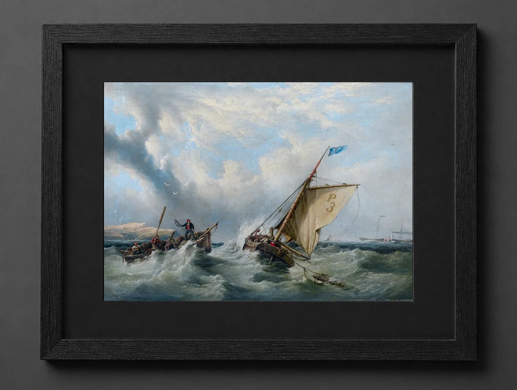 Henry King Taylor - Pilot Cutter No. 3 with a Rowing Boat Coming Alongside and a Paddle Steamer in the Distance - (mockup) - CZCZ
