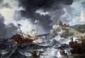 Jan Peeters I - Spanish and English Galleons Foundering in Stormy Waters or Ships and a Galley Wrecked on a Rocky (Full)