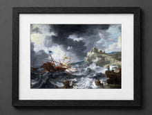 Jan Peeters I - Spanish and English Galleons Foundering in Stormy Waters or Ships and a Galley Wrecked on a Rocky - (mockup) - CZB
