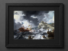 Jan Peeters I - Spanish and English Galleons Foundering in Stormy Waters or Ships and a Galley Wrecked on a Rocky - (mockup) - CZCZ