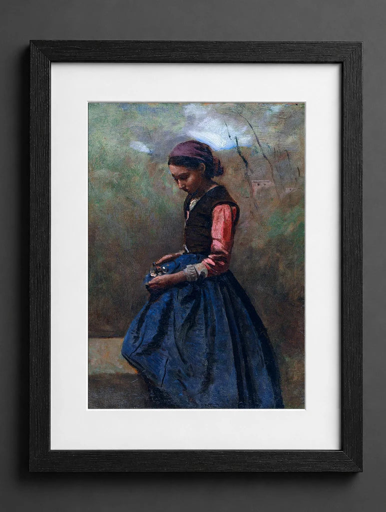 Jean-Baptiste-Camille Corot - A Pensive Girl - (mockup) - CZB