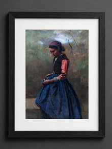 Jean-Baptiste-Camille Corot - A Pensive Girl - (mockup) - CZB