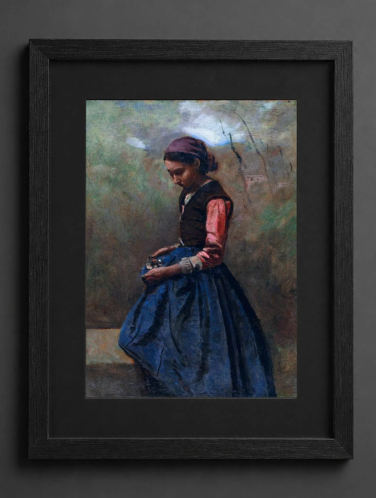 Jean-Baptiste-Camille Corot - A Pensive Girl - (mockup) - CZCZ