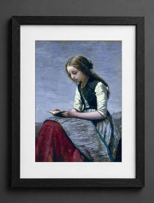 Jean-Baptiste-Camille Corot - Girl Reading - (mockup) - CZB