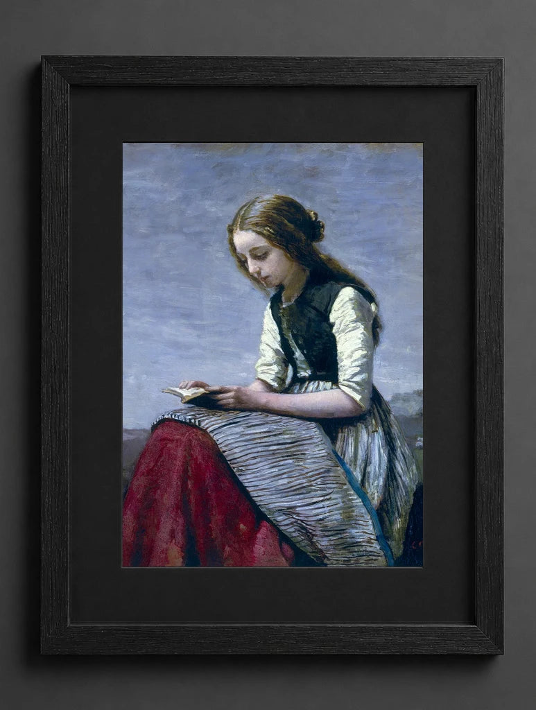 Jean-Baptiste-Camille Corot - Girl Reading - (mockup) - CZCZ