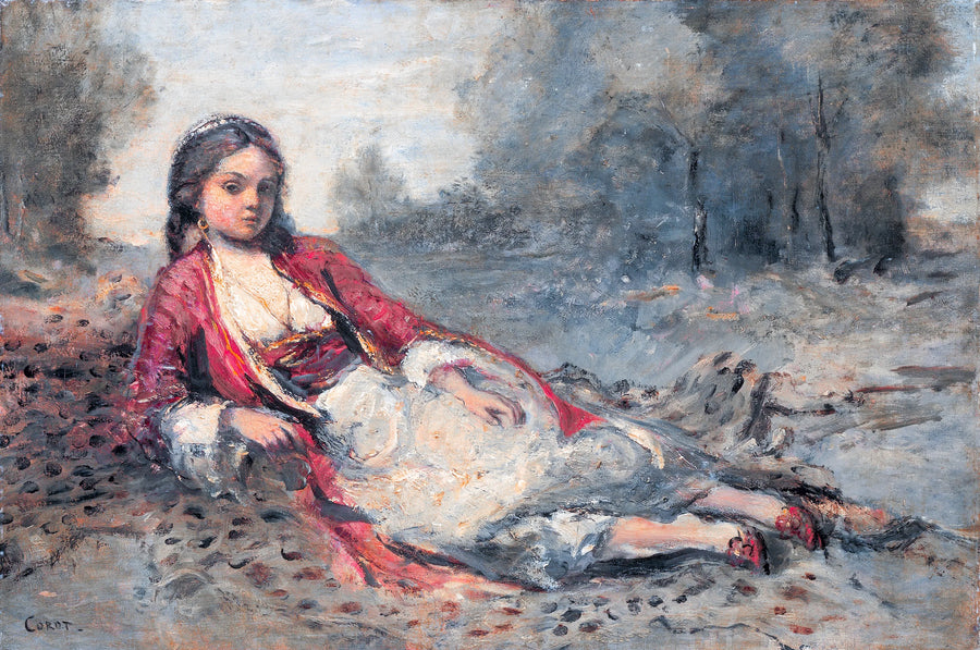 Jean-Baptiste-Camille Corot - Młoda Algierka leżąca na trawie