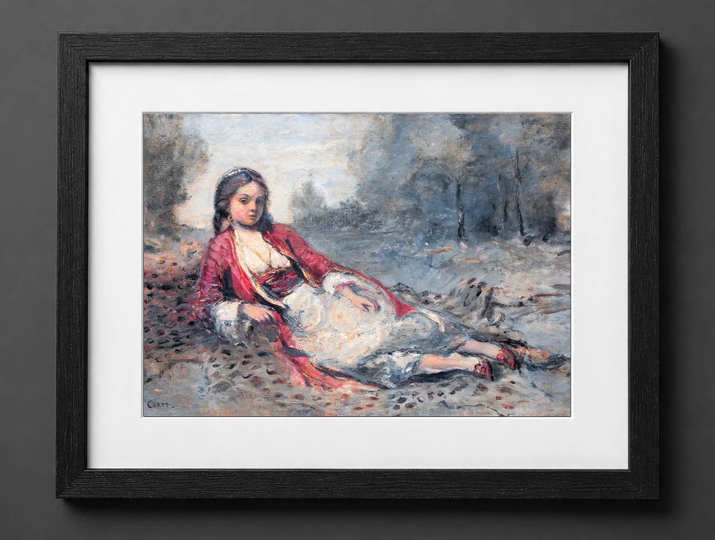 Jean-Baptiste-Camille Corot - Young Algerian Woman Lying on the Grass - (mockup) - CZB