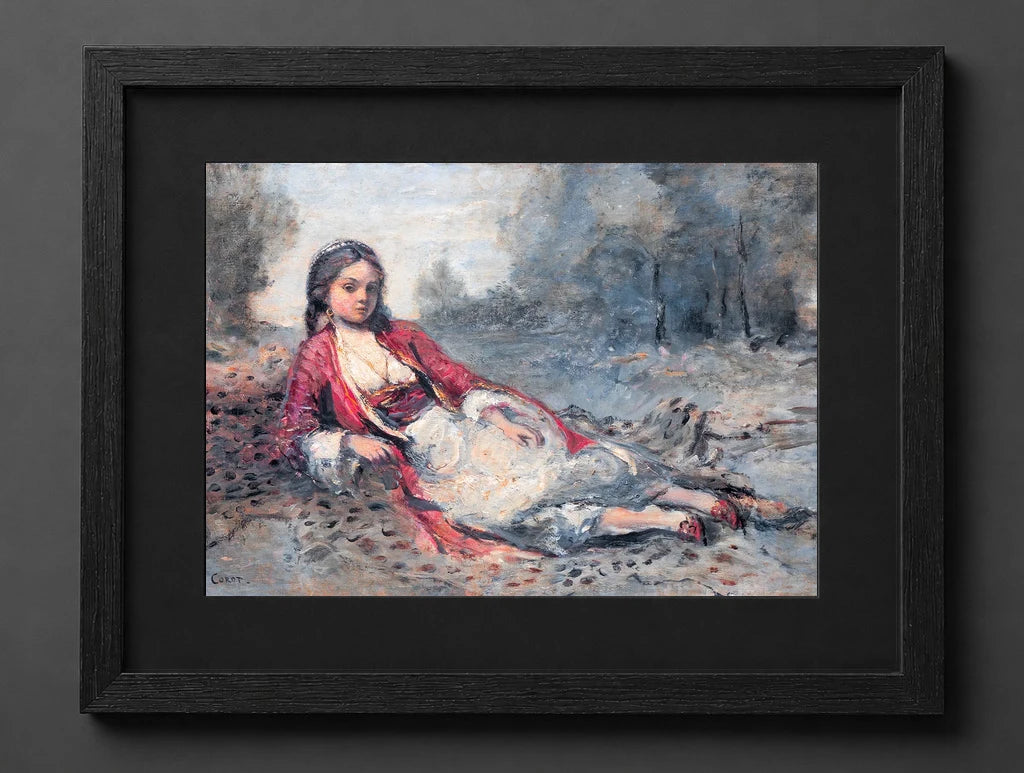 Jean-Baptiste-Camille Corot - Young Algerian Woman Lying on the Grass - (mockup) - CZCZ