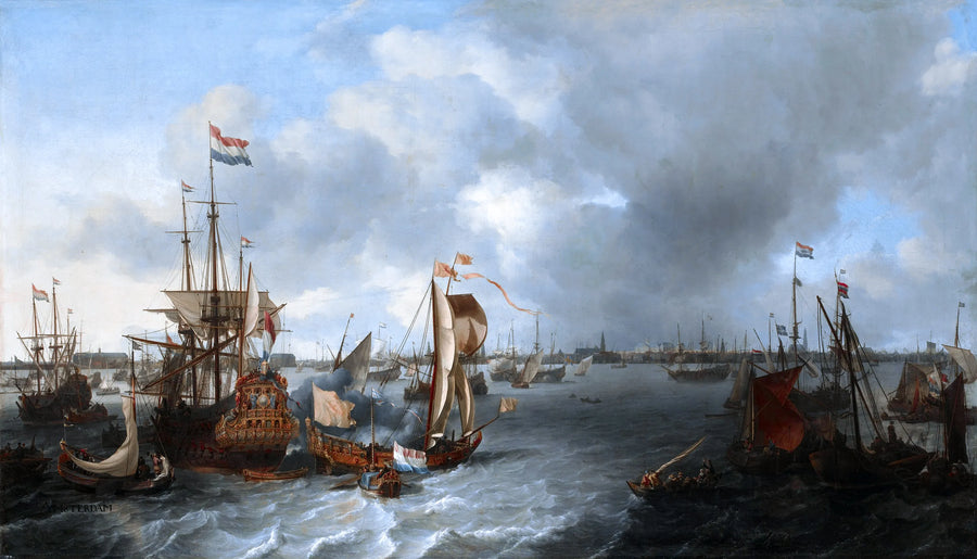 Ludolf Bakhuizen - Port w Amsterdamie widziany z IJ